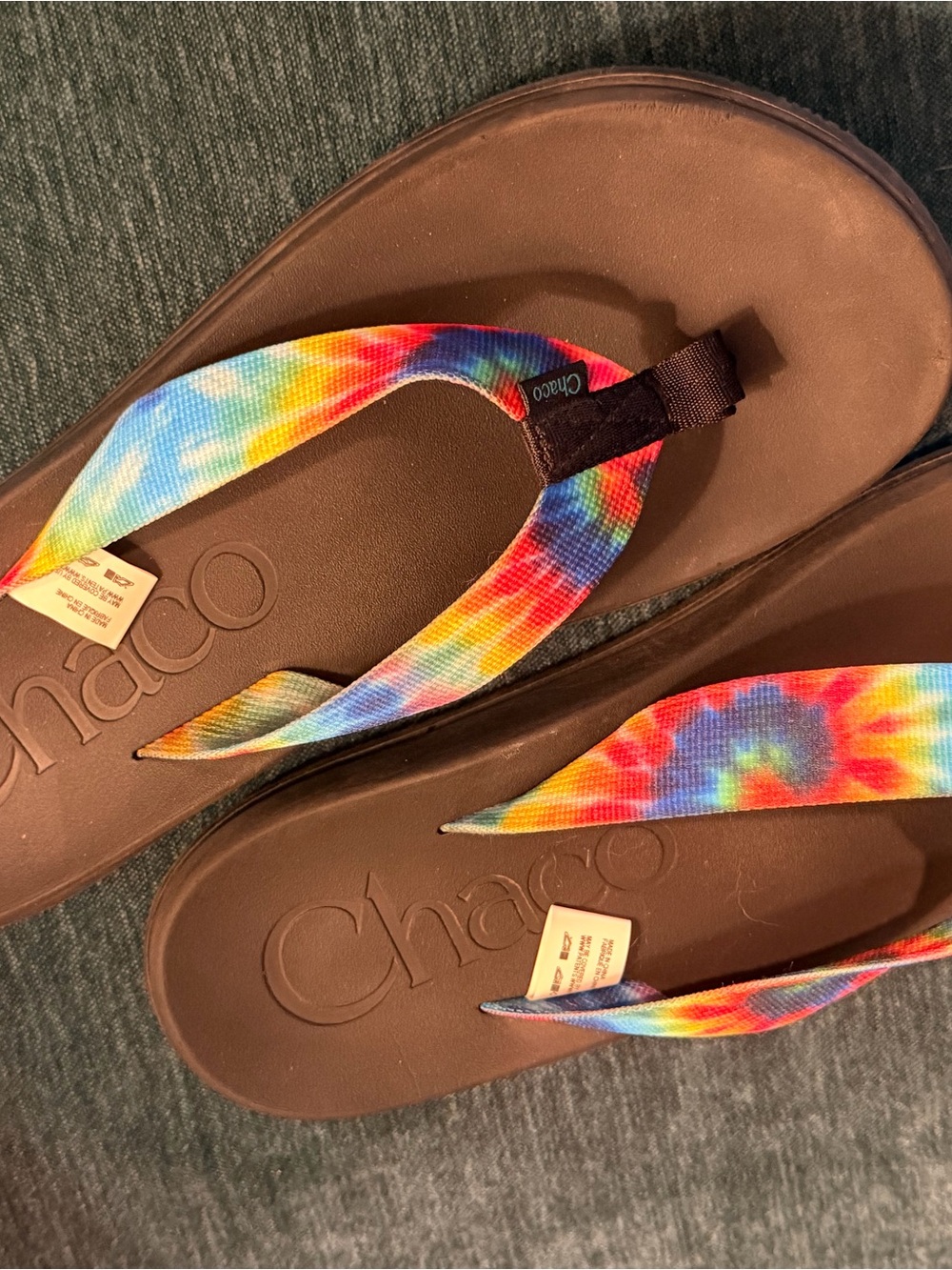 Chaco Women’s Tie-Dye Strap Flip Flops - Brown Footbed